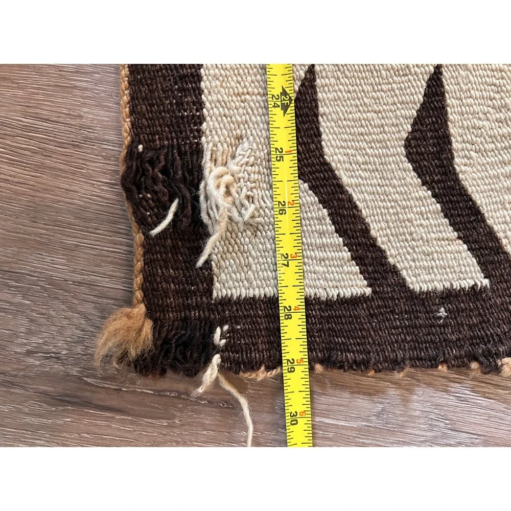 Vintage Southwest Handwoven Wool Rug Navajo Style Tribal Earth Tones 51x28.5